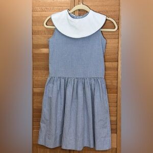 Girls Size 8 Vintage Mondays Child Navy gingham Checked dress sleeveless USA